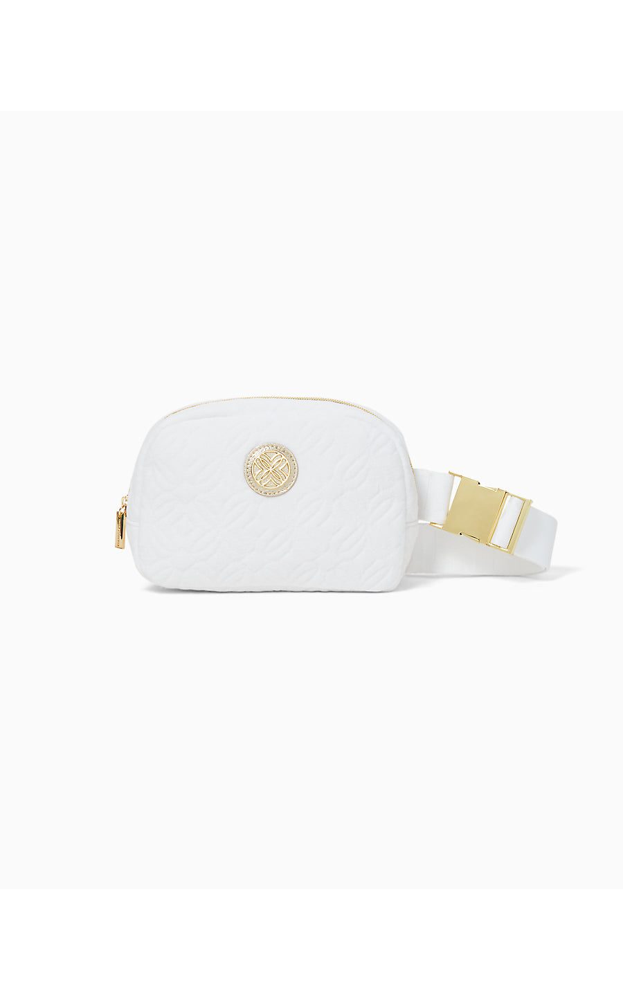 QUILTED JEANIE BELT BAG, RESORT WHITE BUTTERFLY QUILTED KNIT