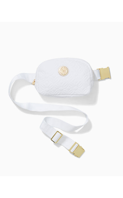 QUILTED JEANIE BELT BAG, RESORT WHITE BUTTERFLY QUILTED KNIT