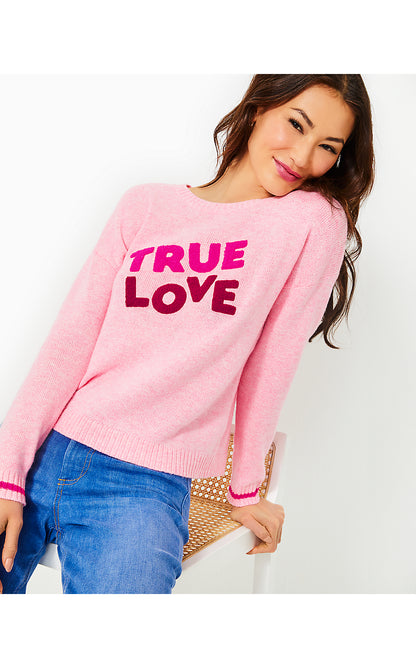 PIPPY SWEATER, HEATHERED CONCH SHELL PINK TRUE LOVE BOUCLE