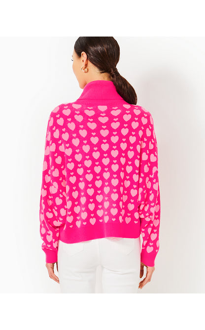 LIGGY SWEATER, PASSION FRUIT PINK VALENTINE HEART JACQUARD