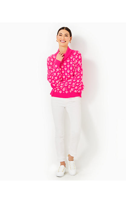 LIGGY SWEATER, PASSION FRUIT PINK VALENTINE HEART JACQUARD