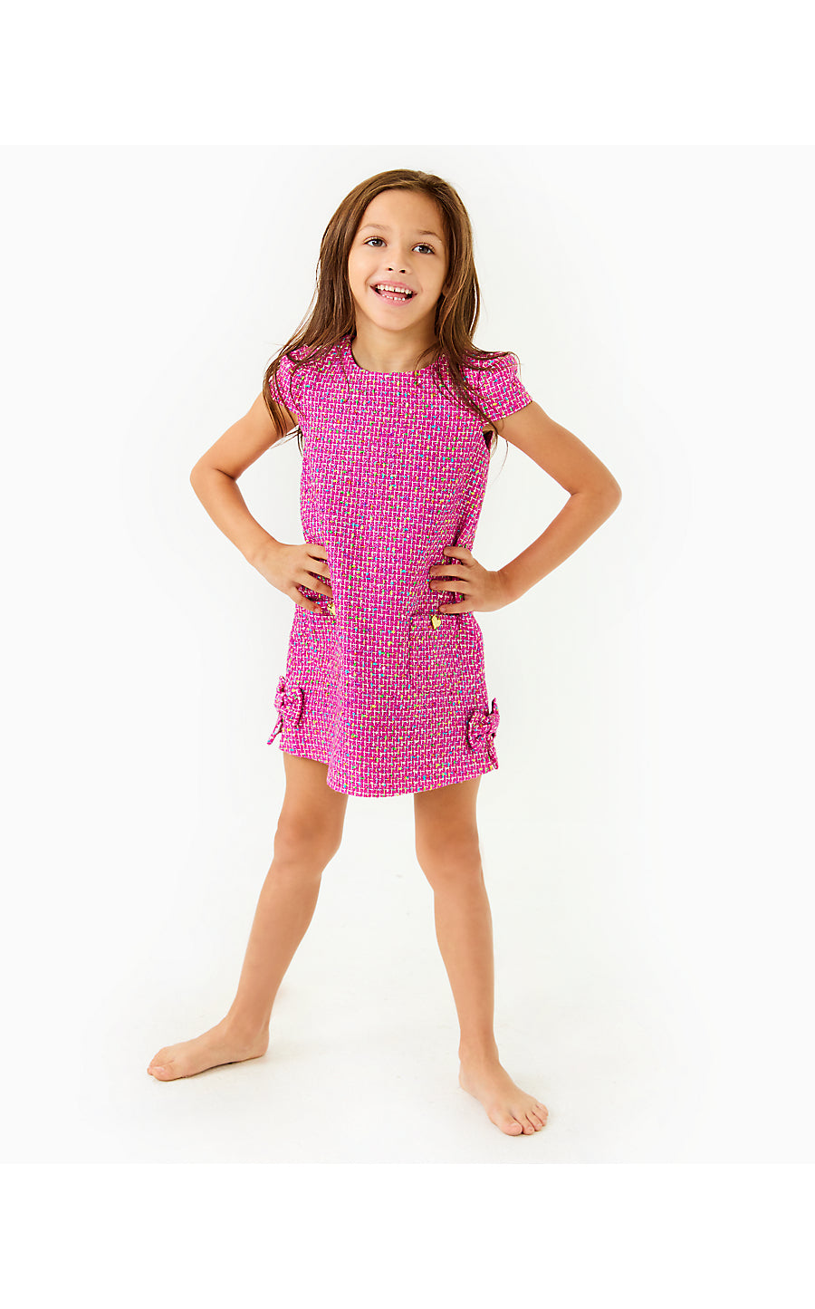 LITTLE LILLY SHORT SLEEVE DRESS, ELDERFLOWER BLOSSOM BUNGALOW BOUCLE
