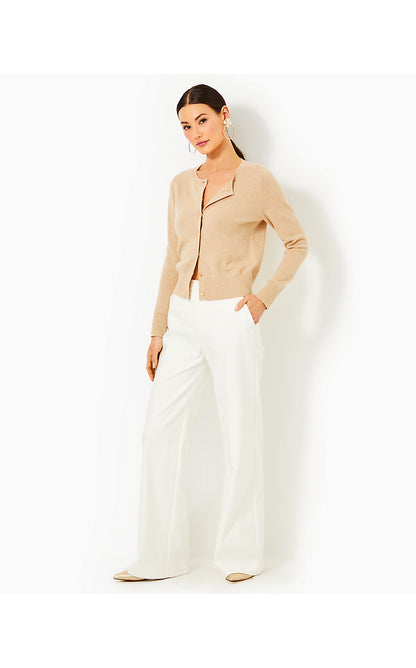 FAIRLEY CASHMERE CARDIGAN, HEATHERED SAND BAR METALLIC