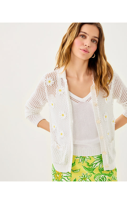 CORMAC MESH SWEATER SET, RESORT WHITE FLOWER CROCHET