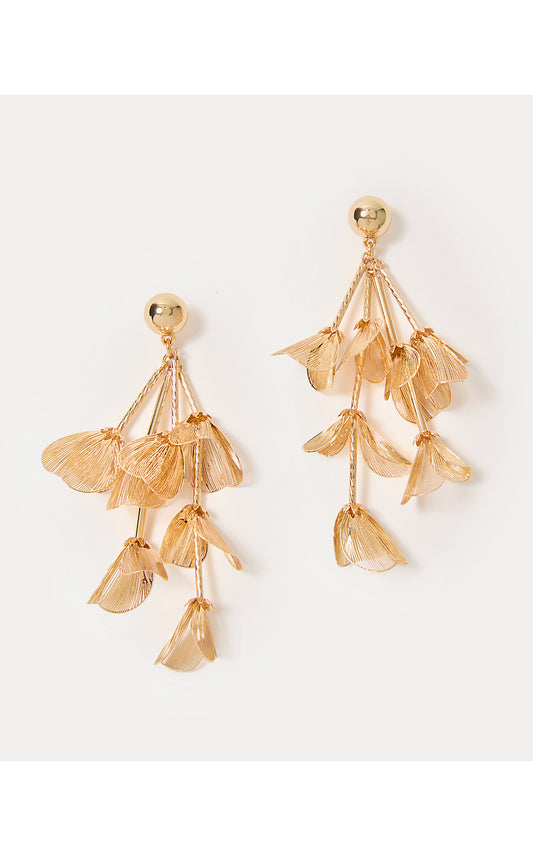 BALMY PETAL EARRINGS, GOLD METALLIC