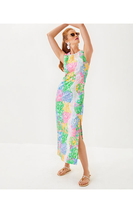SARABETH STRETCH MAXI SHIFT, MULTI BRIGHT DELIGHT PATCH