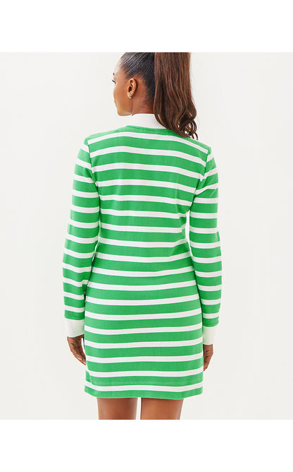 EVANGELINE DRESS, FAUNA GREEN RESORT WHITE STRIPE