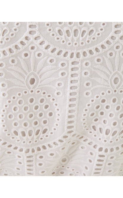 XYLIA DRESS, RESORT WHITE PINEAPPLE TILE EYELET