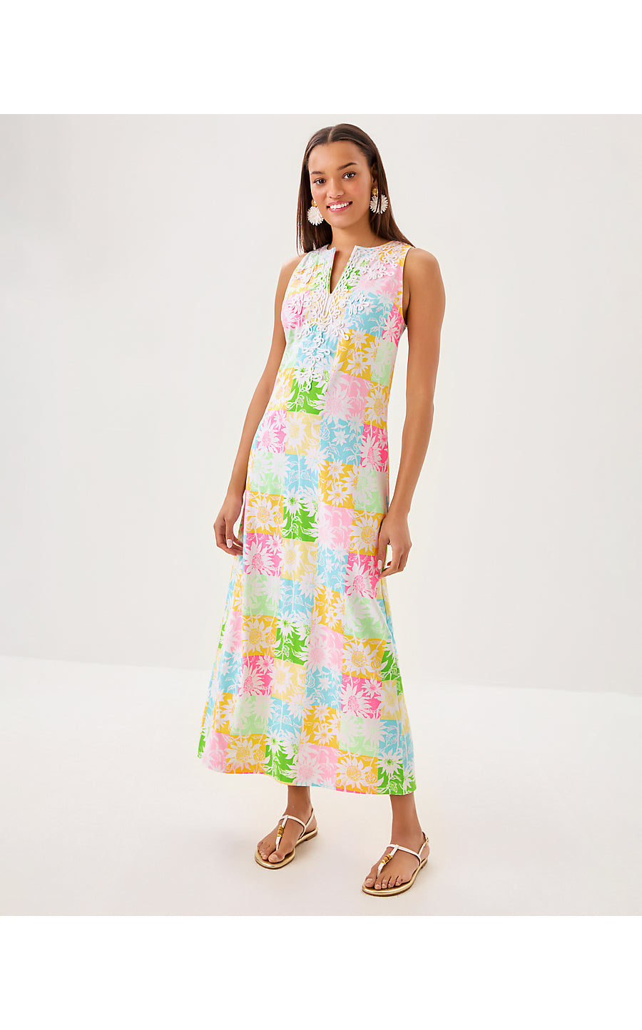 RAINA MAXI DRESS, MULTI VIA SUNNY SUNFLOWERS