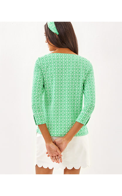 CALLISON UPF 50+ TOP, FAUNA GREEN X RESORT WHITE BUTTERFLY PATTERN