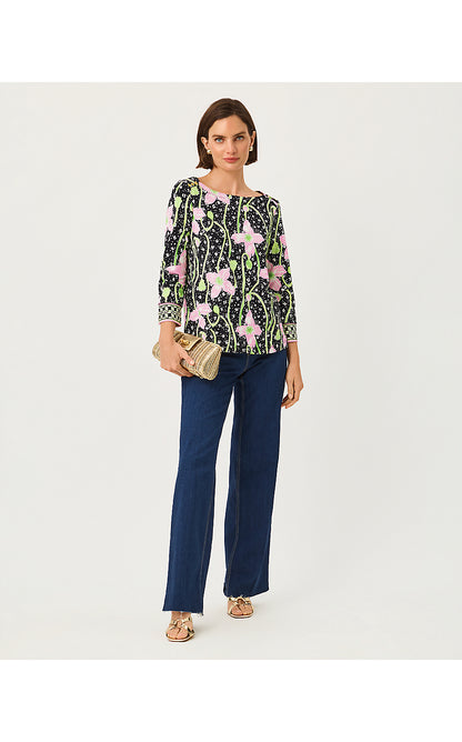 CALLISON UPF 50+ TOP, ONYX BLUSHING BLOOMS ENGINEERED CHILLYLILLY