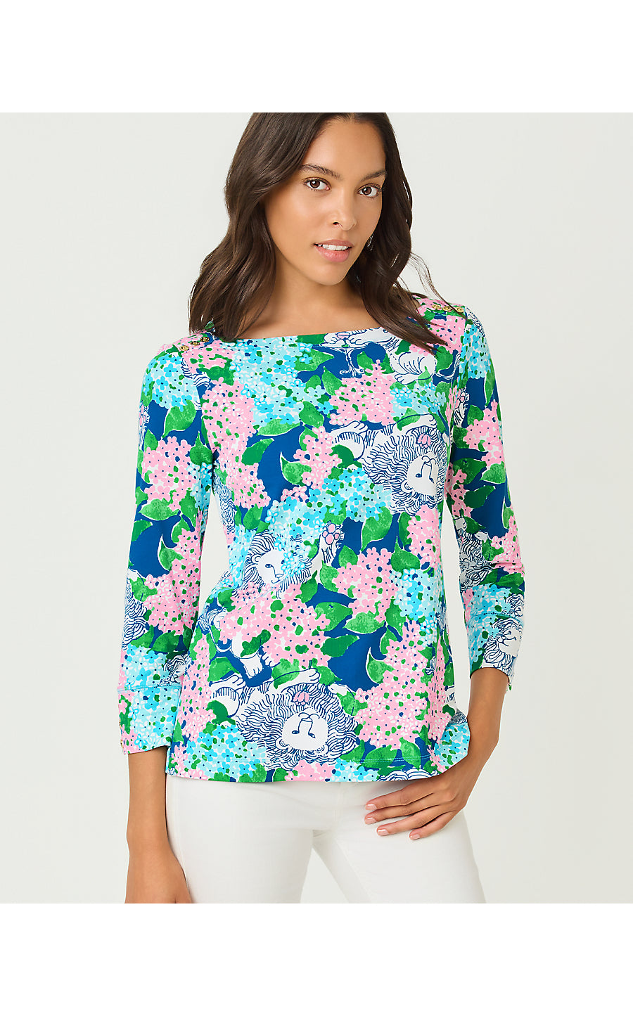 CALLISON UPF 50+ TOP, STARLIGHT NAVY LYDIA THE LION