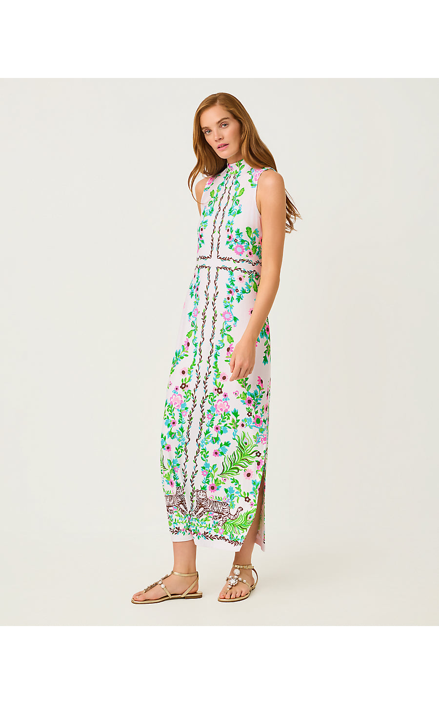 WELLINGTON MAXI DRESS, RESORT WHITE ROYAL ZOO ENGINEERED KNIT DRESS