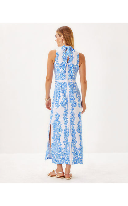 WELLINGTON MAXI DRESS, RESORT WHITE SUNNY SIDE UP ENGINEERED KNIT DRESS