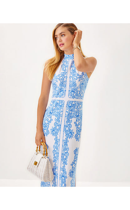 WELLINGTON MAXI DRESS, RESORT WHITE SUNNY SIDE UP ENGINEERED KNIT DRESS