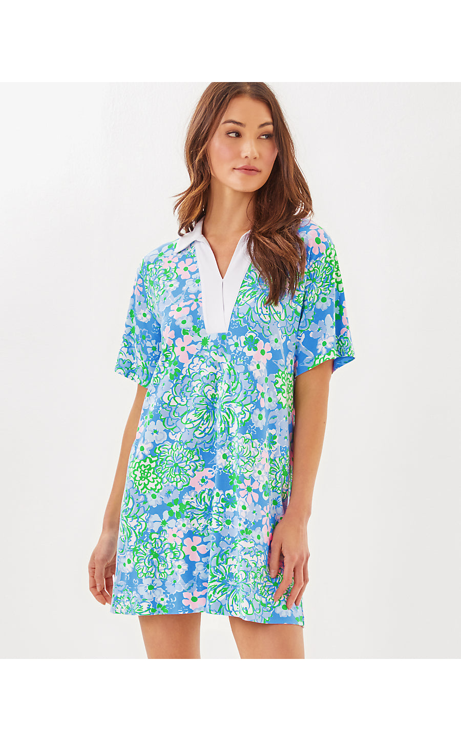 ALDEN UPF 50+ DRESS, SUNWASHED BLUE PLUMES IN BLOOM