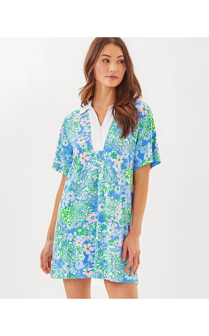 ALDEN UPF 50+ DRESS, SUNWASHED BLUE PLUMES IN BLOOM