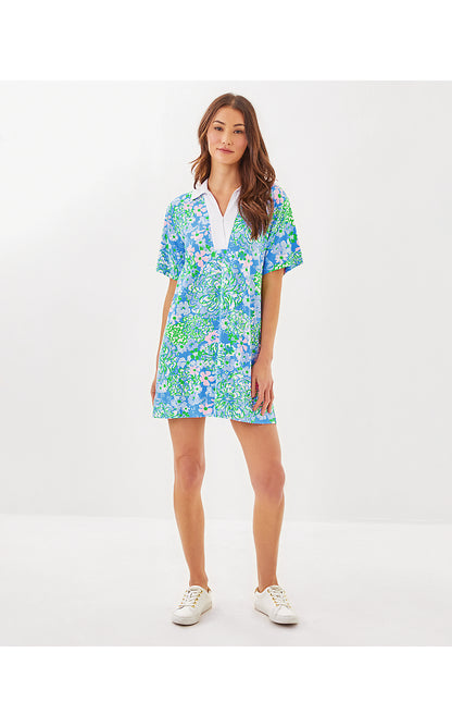 ALDEN UPF 50+ DRESS, SUNWASHED BLUE PLUMES IN BLOOM