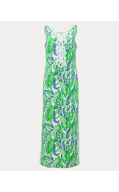 MARLEIGH STRETCH MAXI SHIFT, PUTTING GREEN OVERSIZED LILLY OF THE VALLEY