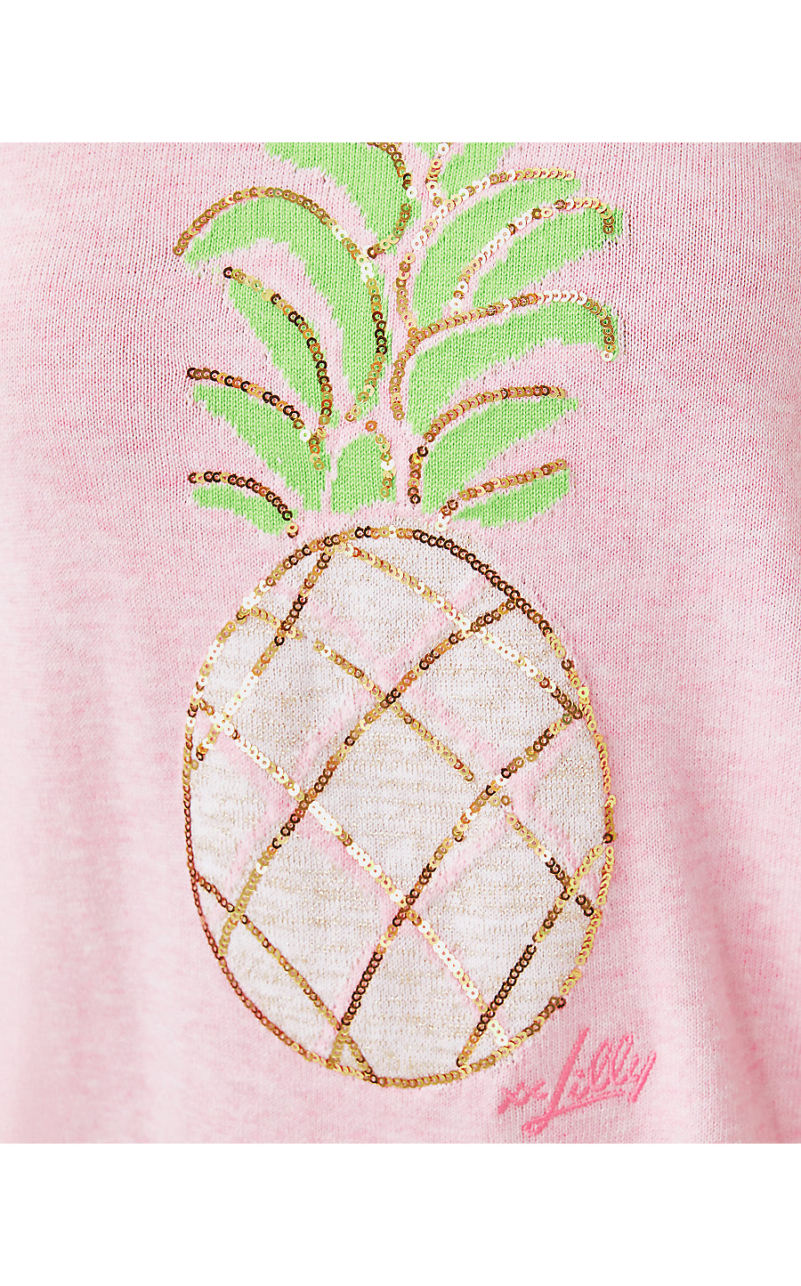 TENSLEY SWEATER, HEATHERED PINK MUSE PARTY PINEAPPLE JACQUARD