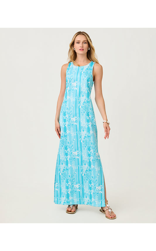 MELODIE MAXI DRESS, CAPRI BLUE ROSEYS PETALS