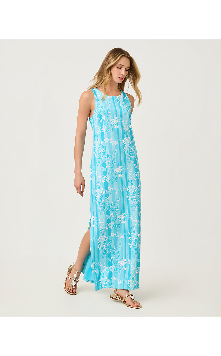MELODIE MAXI DRESS, CAPRI BLUE ROSEYS PETALS
