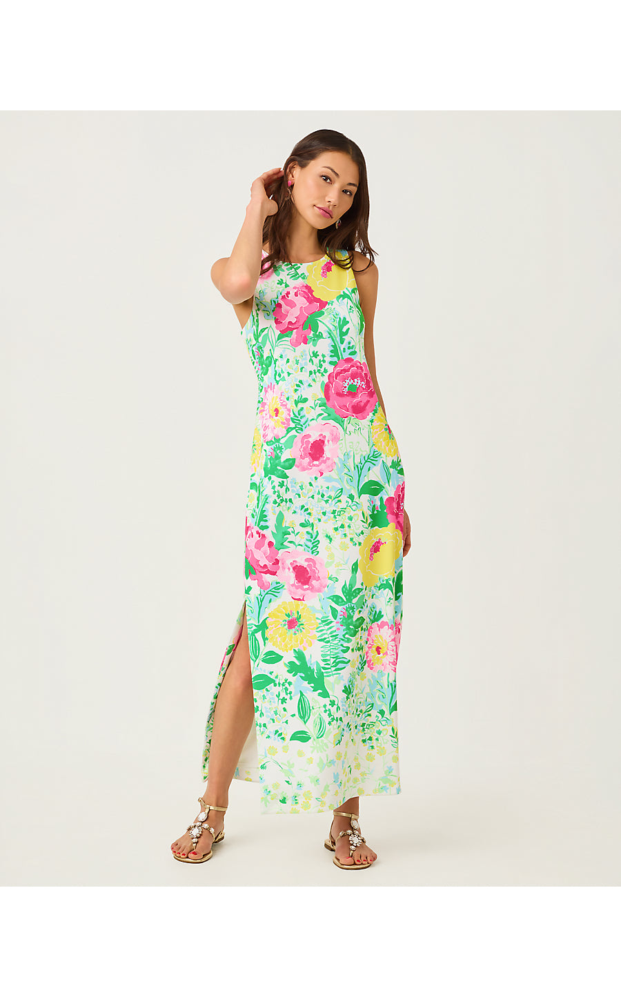MELODIE MAXI DRESS, MULTI POPPY PARTY ENGINEERED KNIT MAXI