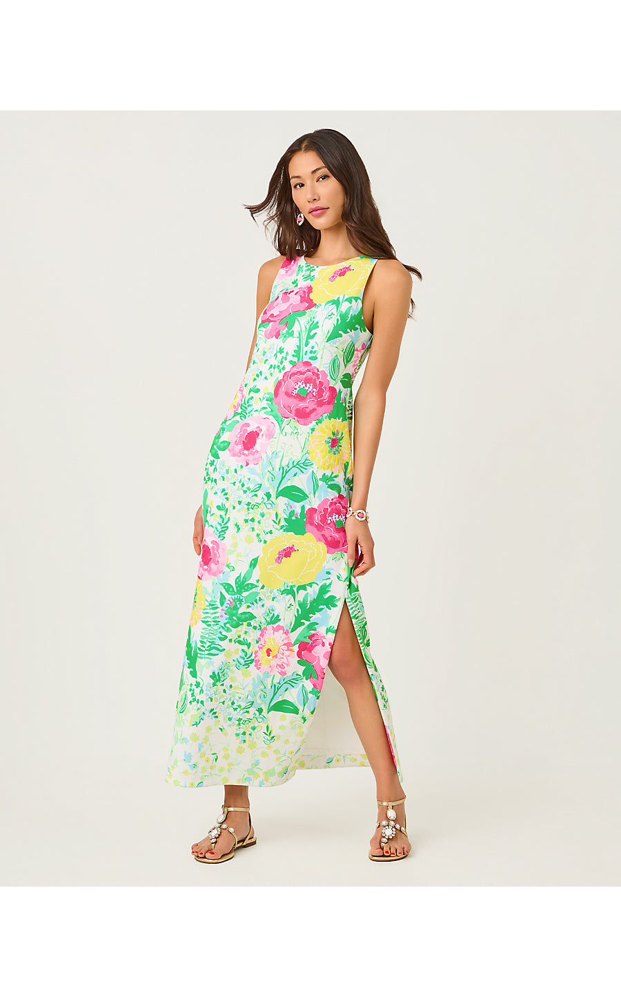 MELODIE MAXI DRESS, MULTI POPPY PARTY ENGINEERED KNIT MAXI