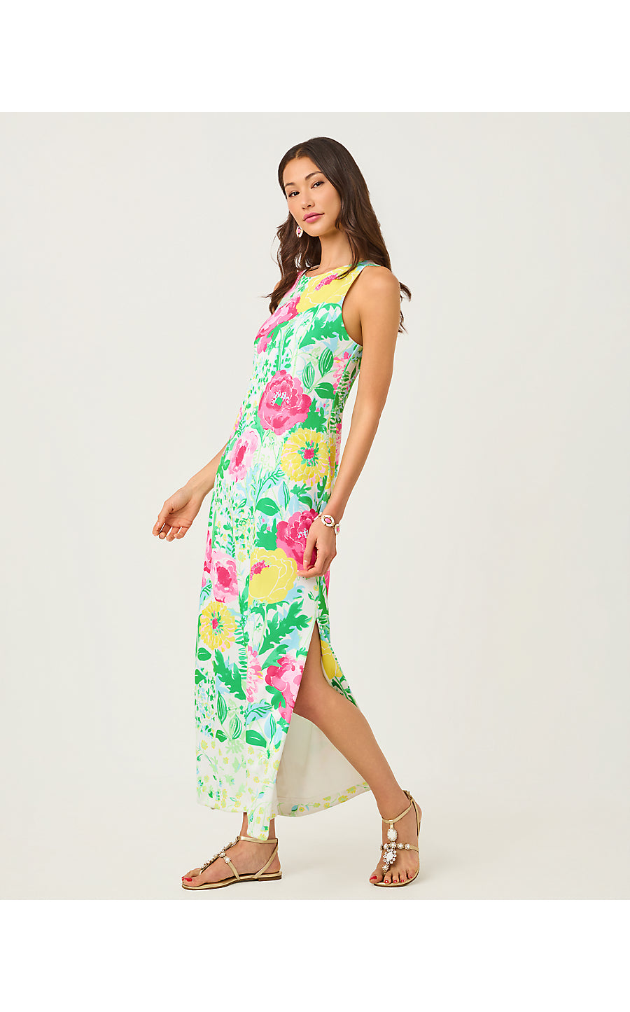 MELODIE MAXI DRESS, MULTI POPPY PARTY ENGINEERED KNIT MAXI