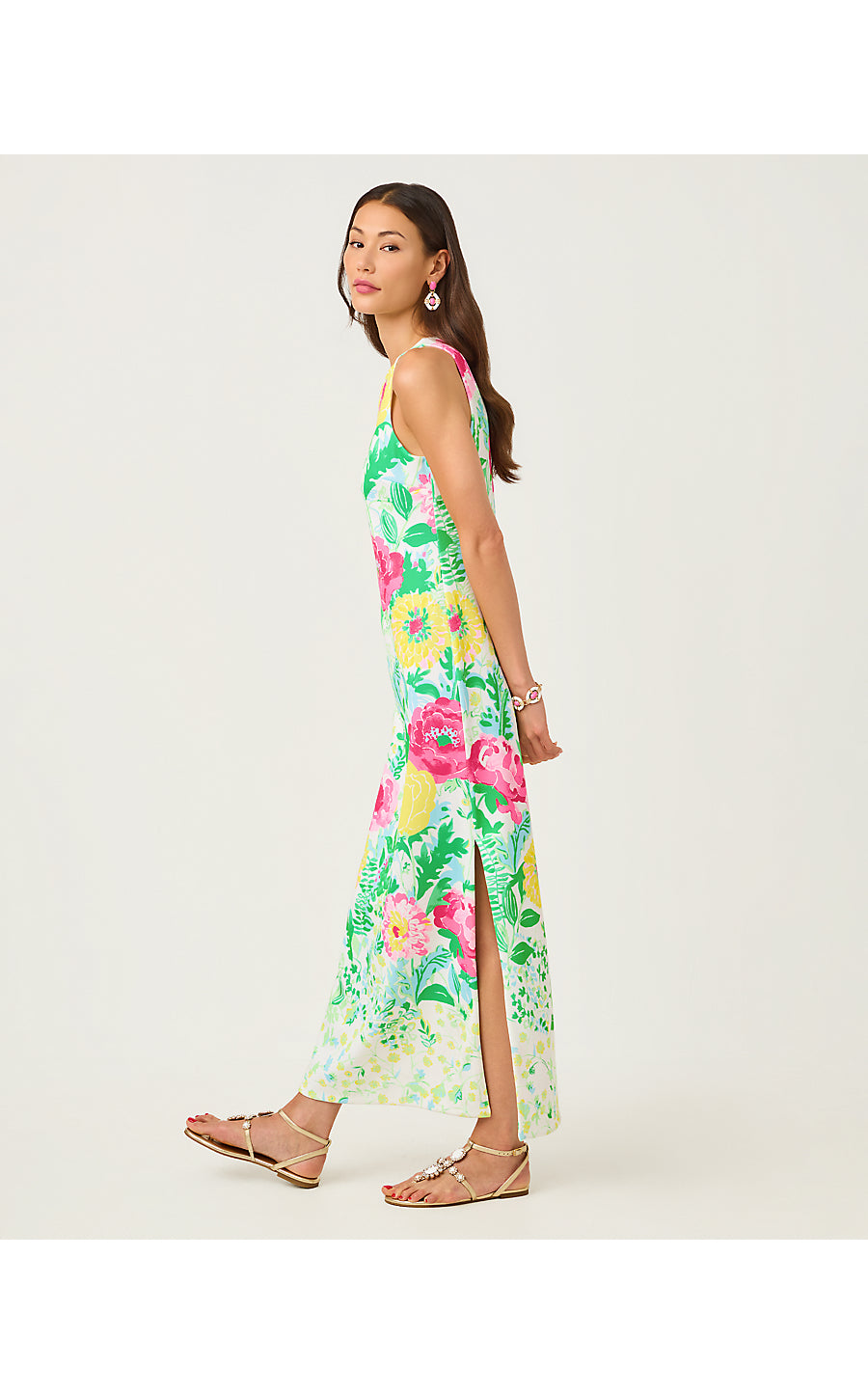 MELODIE MAXI DRESS, MULTI POPPY PARTY ENGINEERED KNIT MAXI