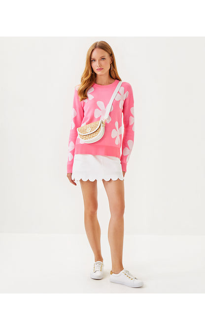 TENSLEY SWEATER, ROUSSEAU PINK IN BLOOM FLOWER JACQUARD