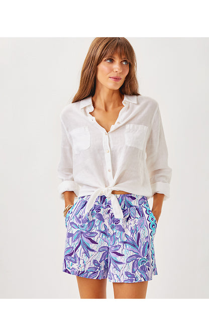 BAL HARBOUR STRETCH SHORT, TROPICALIA PURPLE ELEPHANT IN THE BLOOM ENGINEERED BOTTOM