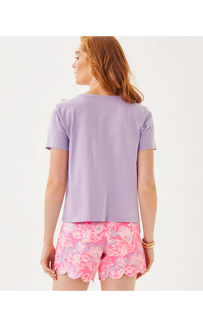 CLAIRMONT ROSETTE KNIT TOP, WATER HYACINTH