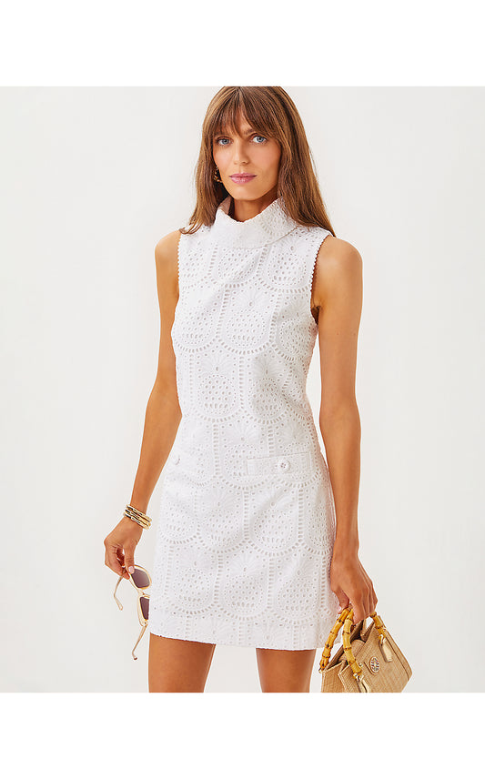 ZANDER SLEEVELESS ROMPER, RESORT WHITE PINEAPPLE TILE EYELET