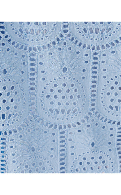 GRACEE TUNIC, JACARANDA BLUE PINEAPPLE TILE EYELET