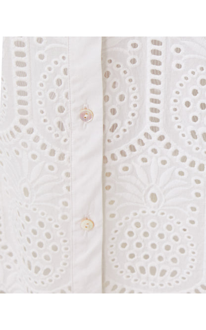 GRACEE TUNIC, RESORT WHITE PINEAPPLE TILE EYELET