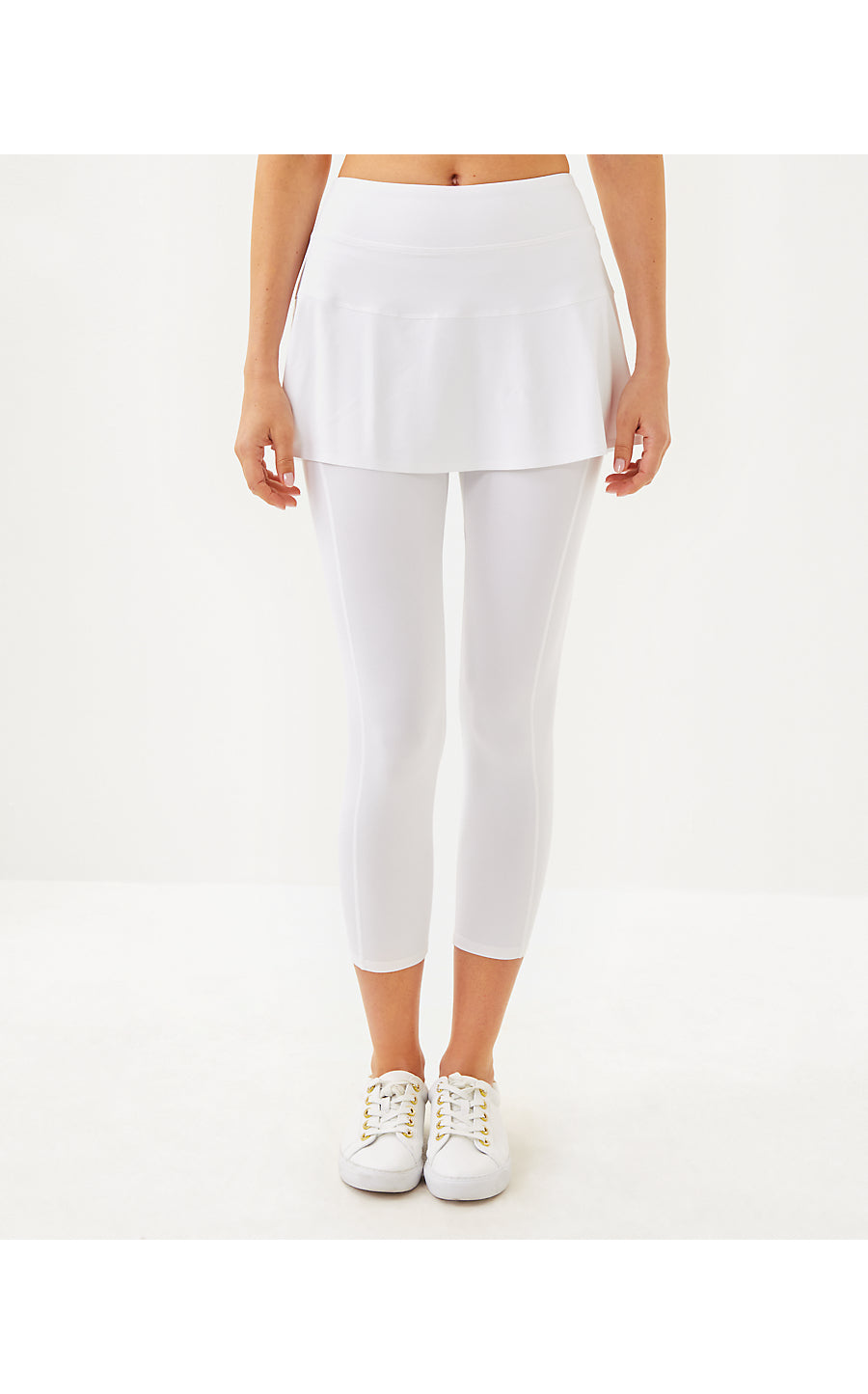 GAME POINT SKIRTED HIGH RISE MIDI LEGGING, RESORT WHITE