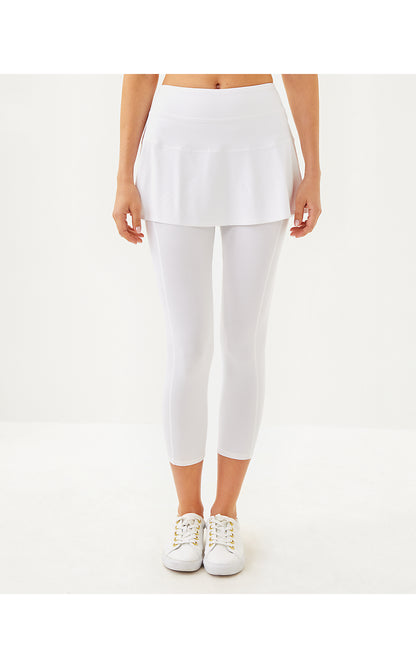 GAME POINT SKIRTED HIGH RISE MIDI LEGGING, RESORT WHITE
