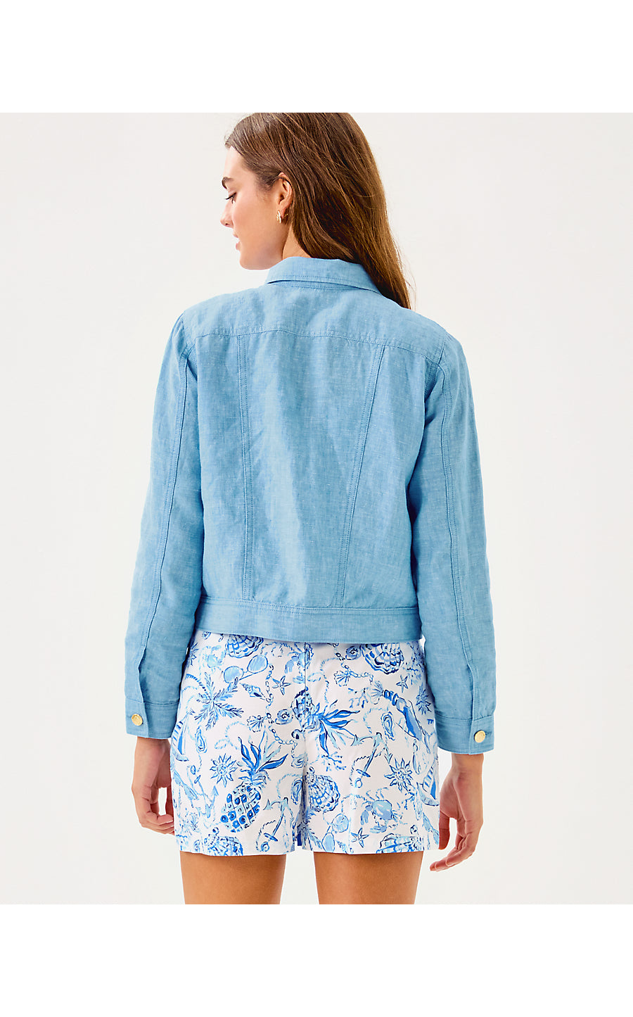 SEASPRAY LINEN JACKET, BLUE PERI X RESORT WHITE