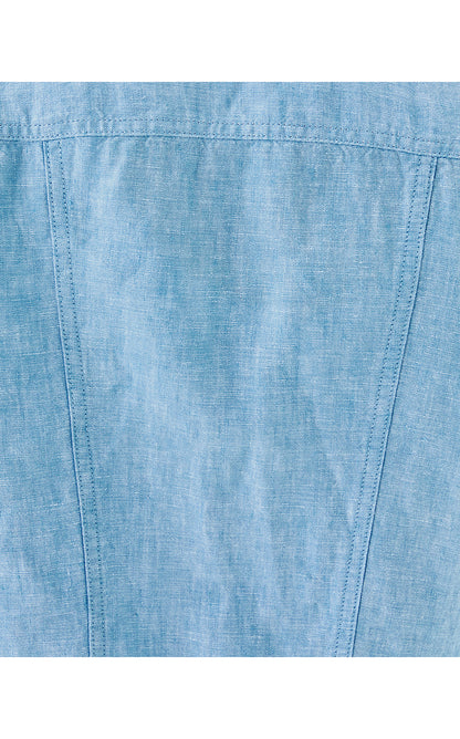 SEASPRAY LINEN JACKET, BLUE PERI X RESORT WHITE