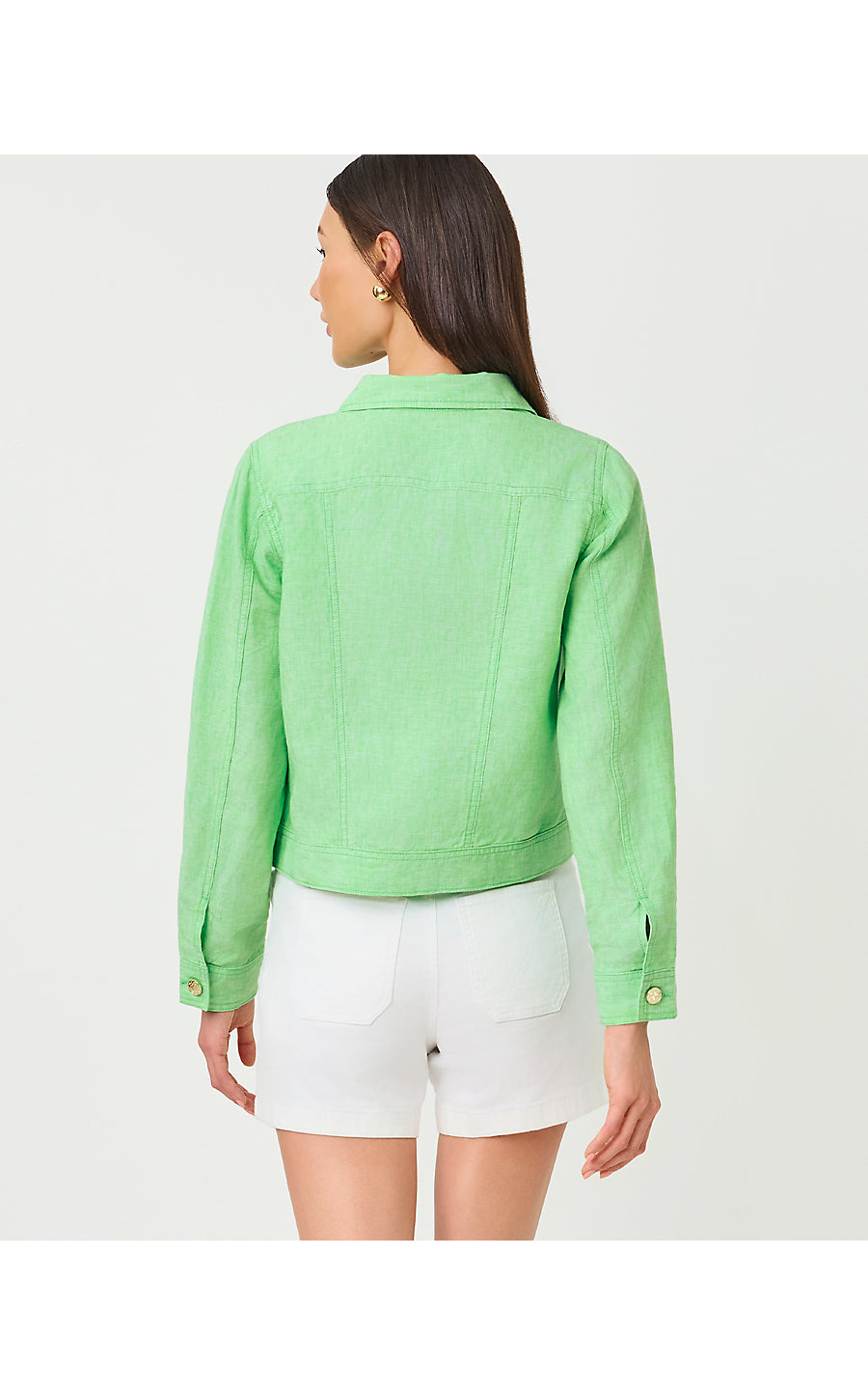 SEASPRAY LINEN JACKET, JACKFRUIT GREEN X RESORT WHITE