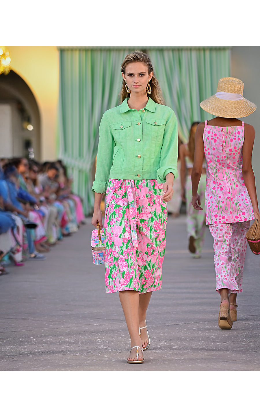 SEASPRAY LINEN JACKET, JACKFRUIT GREEN X RESORT WHITE