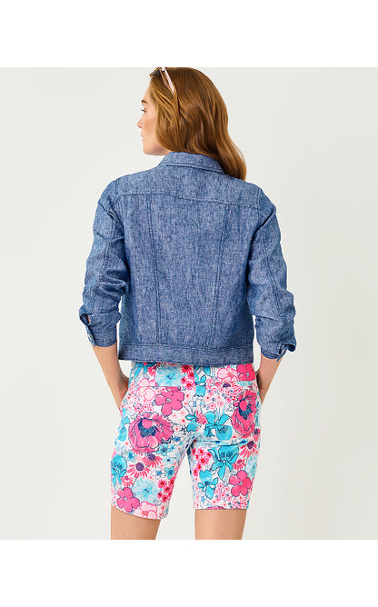 SEASPRAY LINEN JACKET, STARLIGHT NAVY X RESORT WHITE