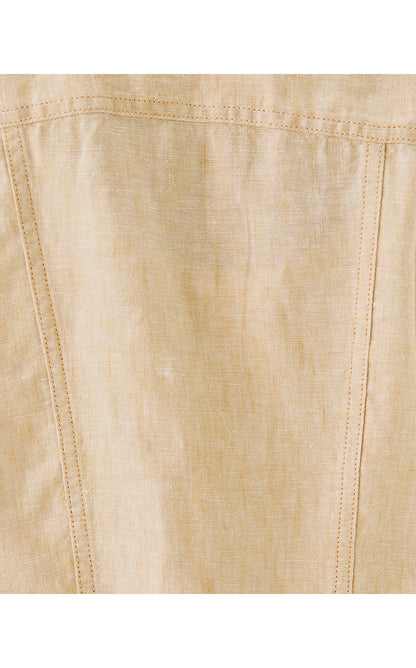 SEASPRAY LINEN JACKET, WICKER TAN X RESORT WHITE
