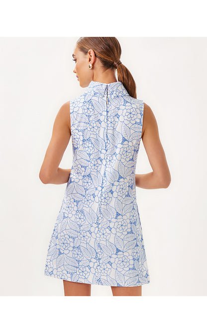ZANDER SLEEVELESS ROMPER, SUNWASHED BLUE SUNSHOWERS EMBROIDERY