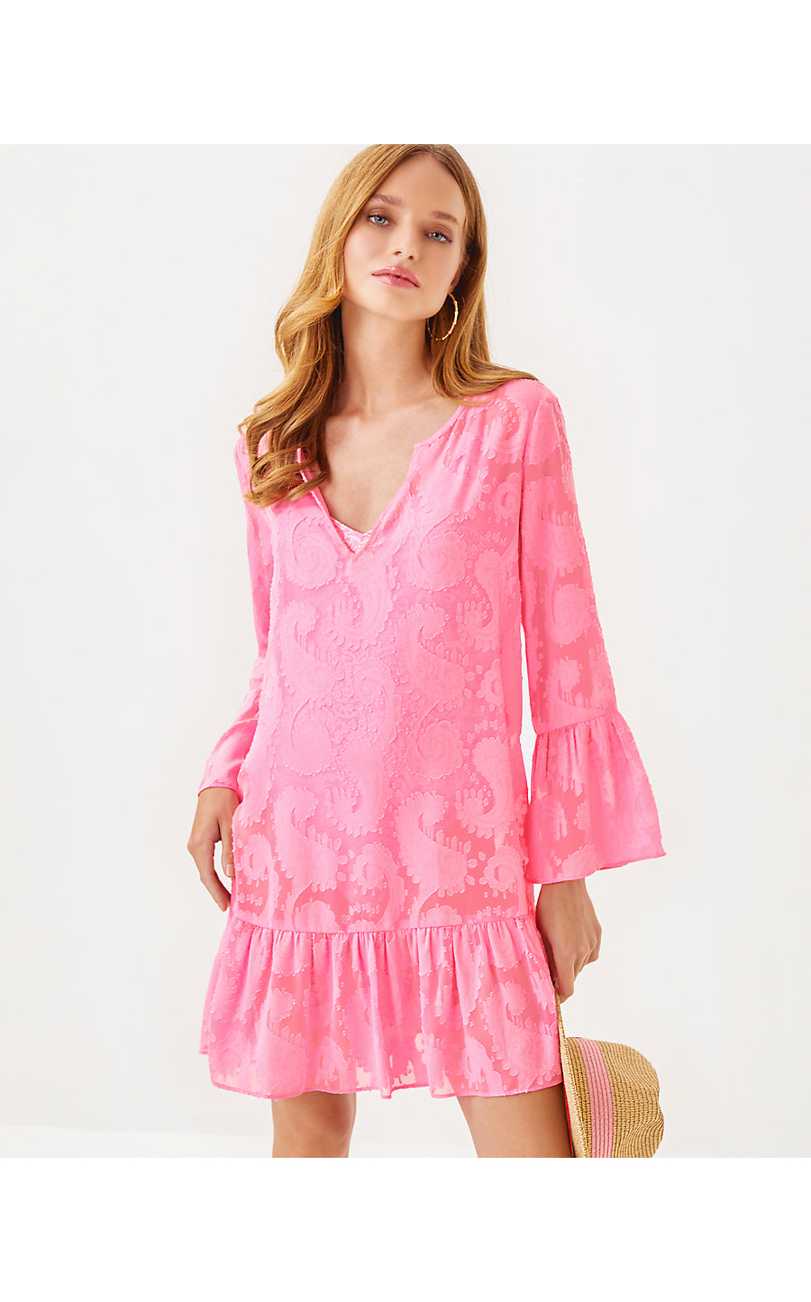 SHENZI COVERUP, ROUSSEAU PINK TANGERINE DREAM POLY CLIP JACQUARD