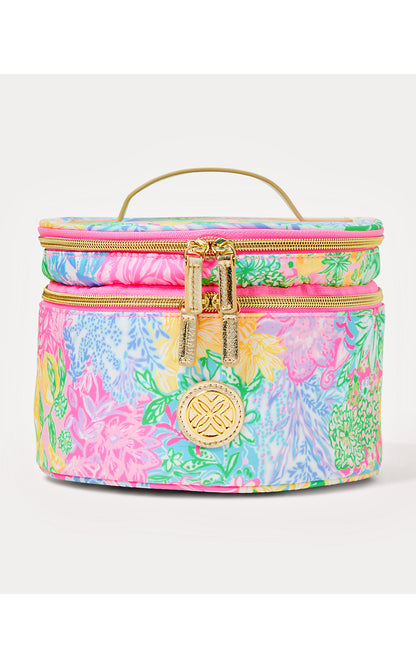 GWP ROUND COSMETIC CASE, MULTI BRIGHT DELIGHT PATCH ACCESSORIES SMALL