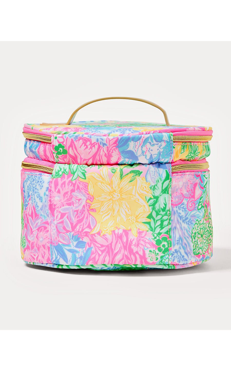 GWP ROUND COSMETIC CASE, MULTI BRIGHT DELIGHT PATCH ACCESSORIES SMALL
