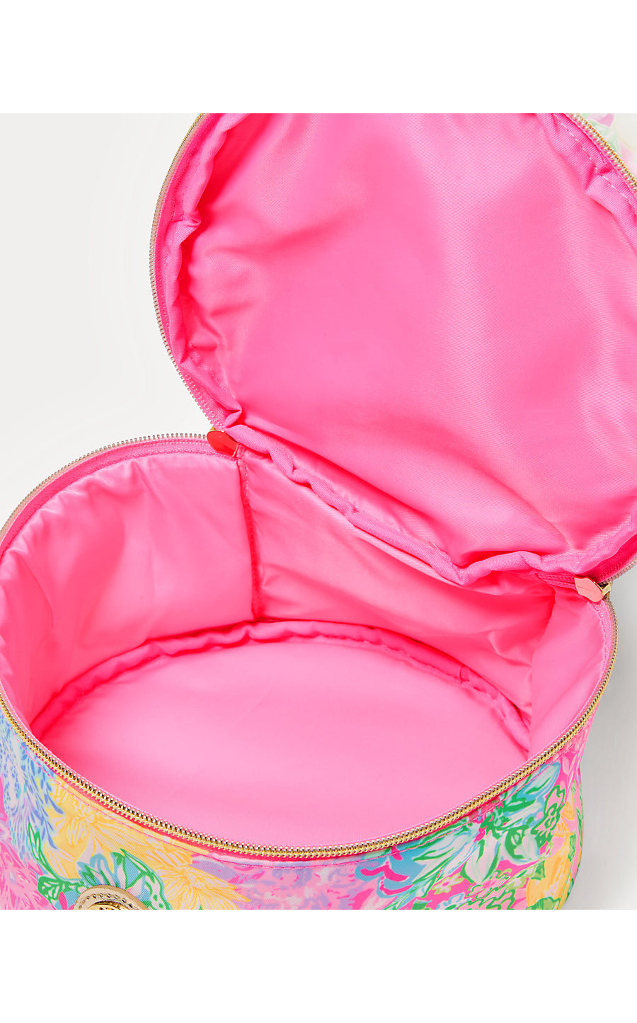 GWP ROUND COSMETIC CASE, MULTI BRIGHT DELIGHT PATCH ACCESSORIES SMALL