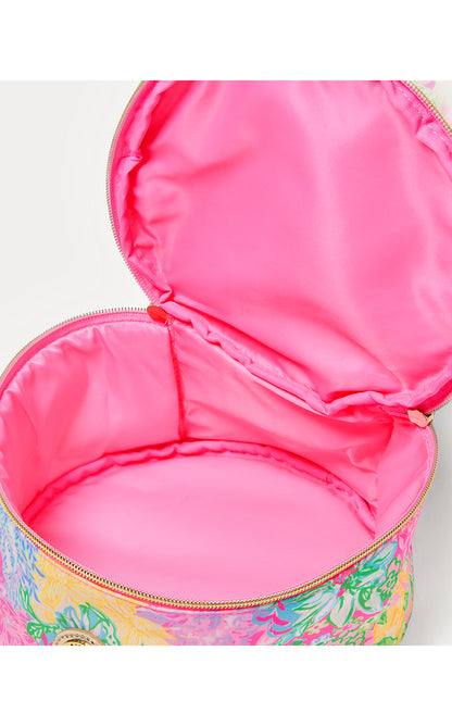 GWP ROUND COSMETIC CASE, MULTI BRIGHT DELIGHT PATCH ACCESSORIES SMALL